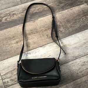Marc Jacobs Black Crossbody Bag with Gold Accents